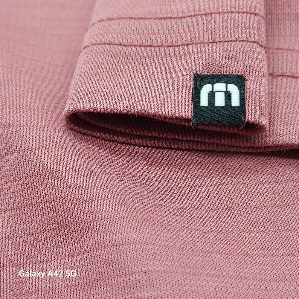 TravisMathew Mens Polo Shirt Rose Pink Heathered Short Sleeve Size L Golf Casual - Picture 7 of 10